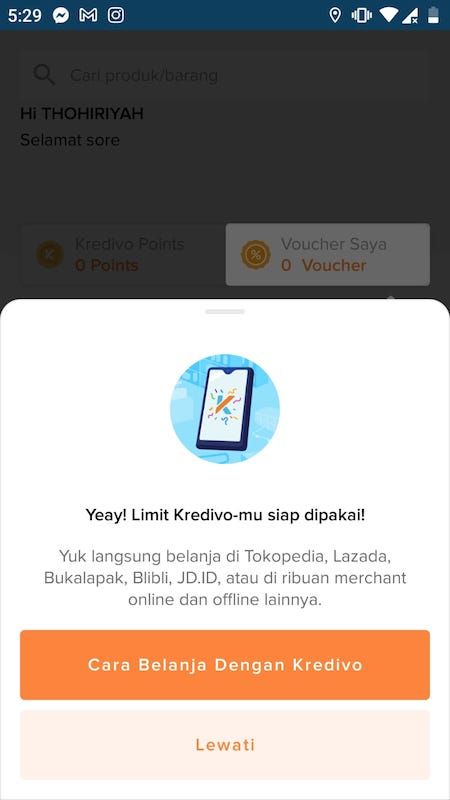 Limit Kredivo Disetujui