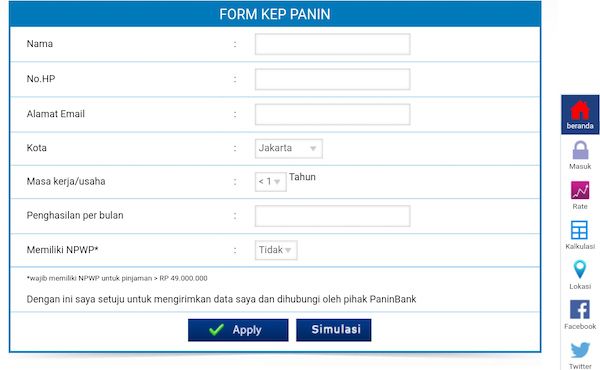 Form Pinjaman Online KTA panin bank