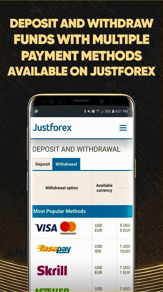 Deposit dan Withdrawal Justforex