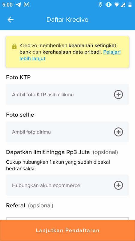 Foto Selfie + KTP Daftar Kredivo
