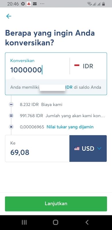 Tukar Uang Valas Rp ke US$ TransferWise