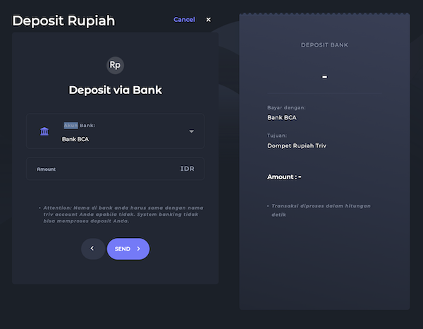 Cara Isi Saldo Rupiah di Triv