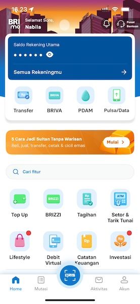 Memiliki Fitur Fast Menu di BRIMo