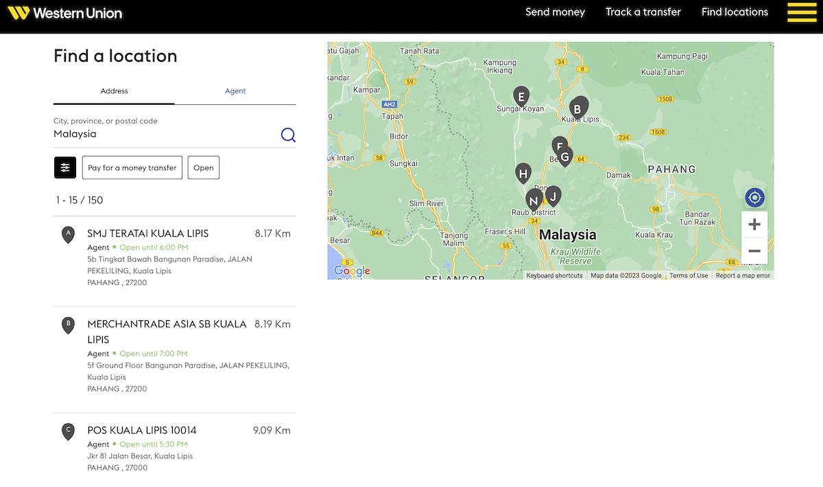 Lokasi Western Union di Malaysia untuk Transfer Uang ke Indonesia