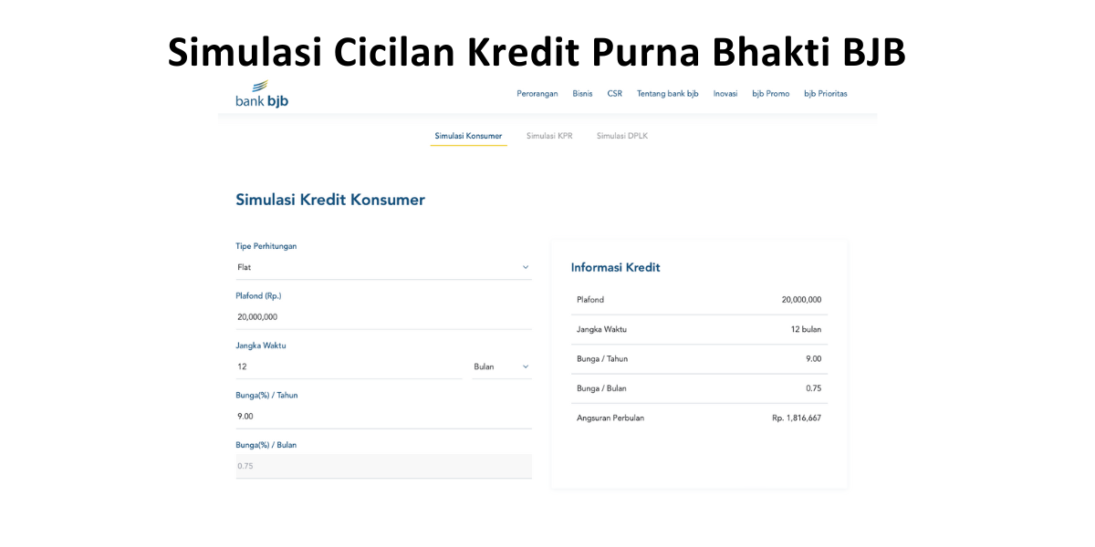 Simulasi Cicilan Kredit Purna Bhakti BJB