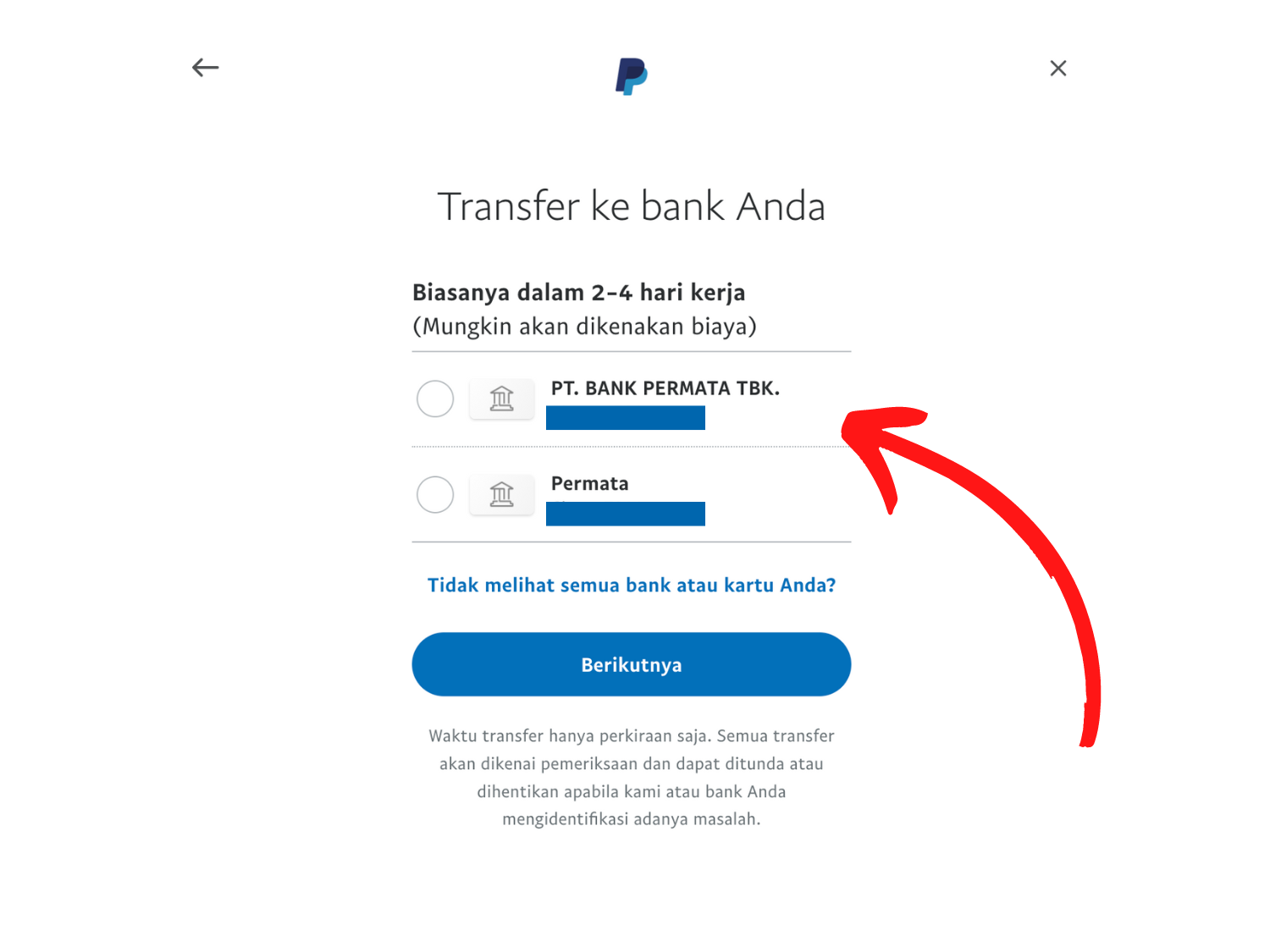 Transfer dari PayPal ke Bank Mandiri