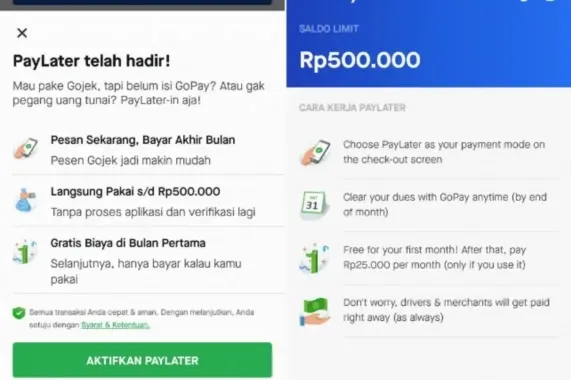 PayLater Gojek Pinjaman Tanpa Kartu Kredit Bunga 0% Aplikasi GoPay