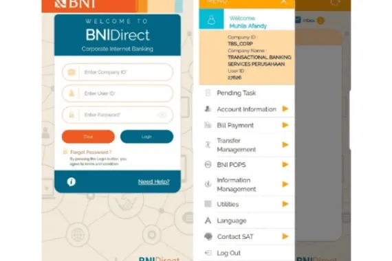 BNI Direct Internet Aplikasi Mobile Banking Bisnis Perusahaan
