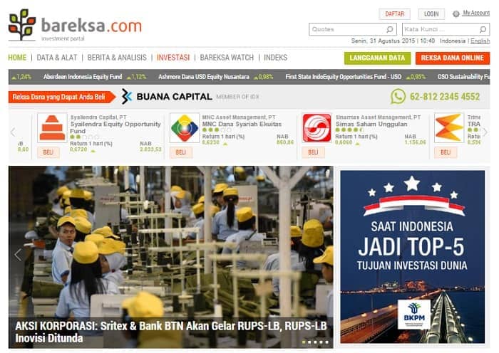 ertumbuhan pesat kelas menengah di Tanah Air tidak berbarengan dengan pengetahuan serta ke Informasi Investasi Reksadana Gratis: Invofesta, IPOTFUND, Bareksa