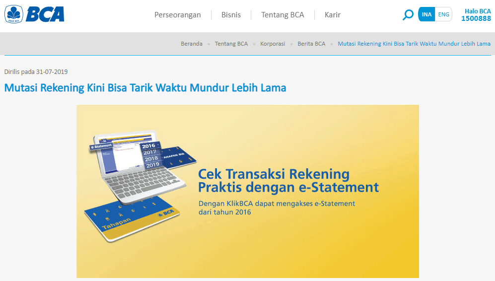 Rekening e-statement BCA