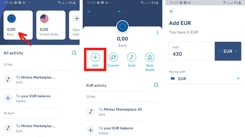 Transfer Rekening Euro di TrabsferWise