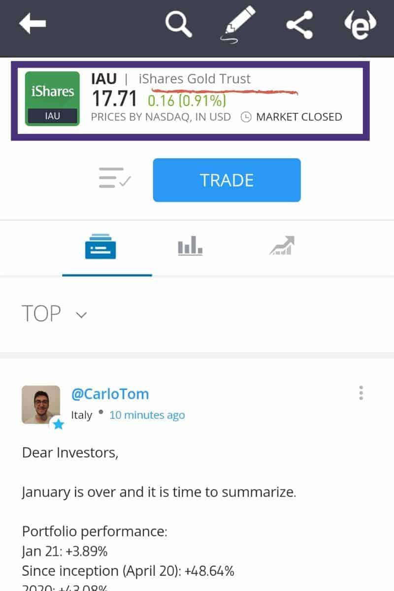 Gold Emas Aplikasi eToro Internasional ETF